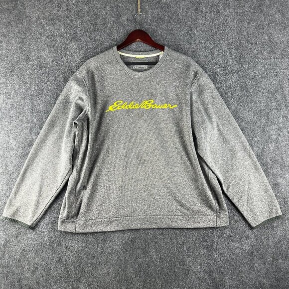 Eddie Bauer SweatShirt Mens XL Gray Long Sleeve Logo FLAW Burn Mark on Front - Picture 1 of 9
